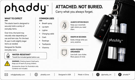 phaddy™ Keychain Container + Compression Band — Store Inside, Secure Outside