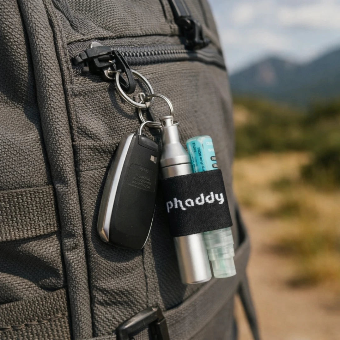 phaddy™ Keychain Container + Compression Band — Store Inside, Secure Outside | Holds Cash, Vitamins & Small Essentials